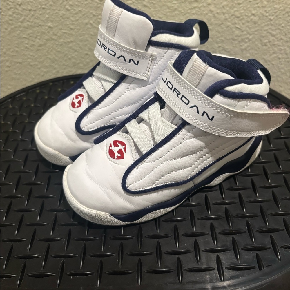 Jordan Kids White and Navy Sneakers